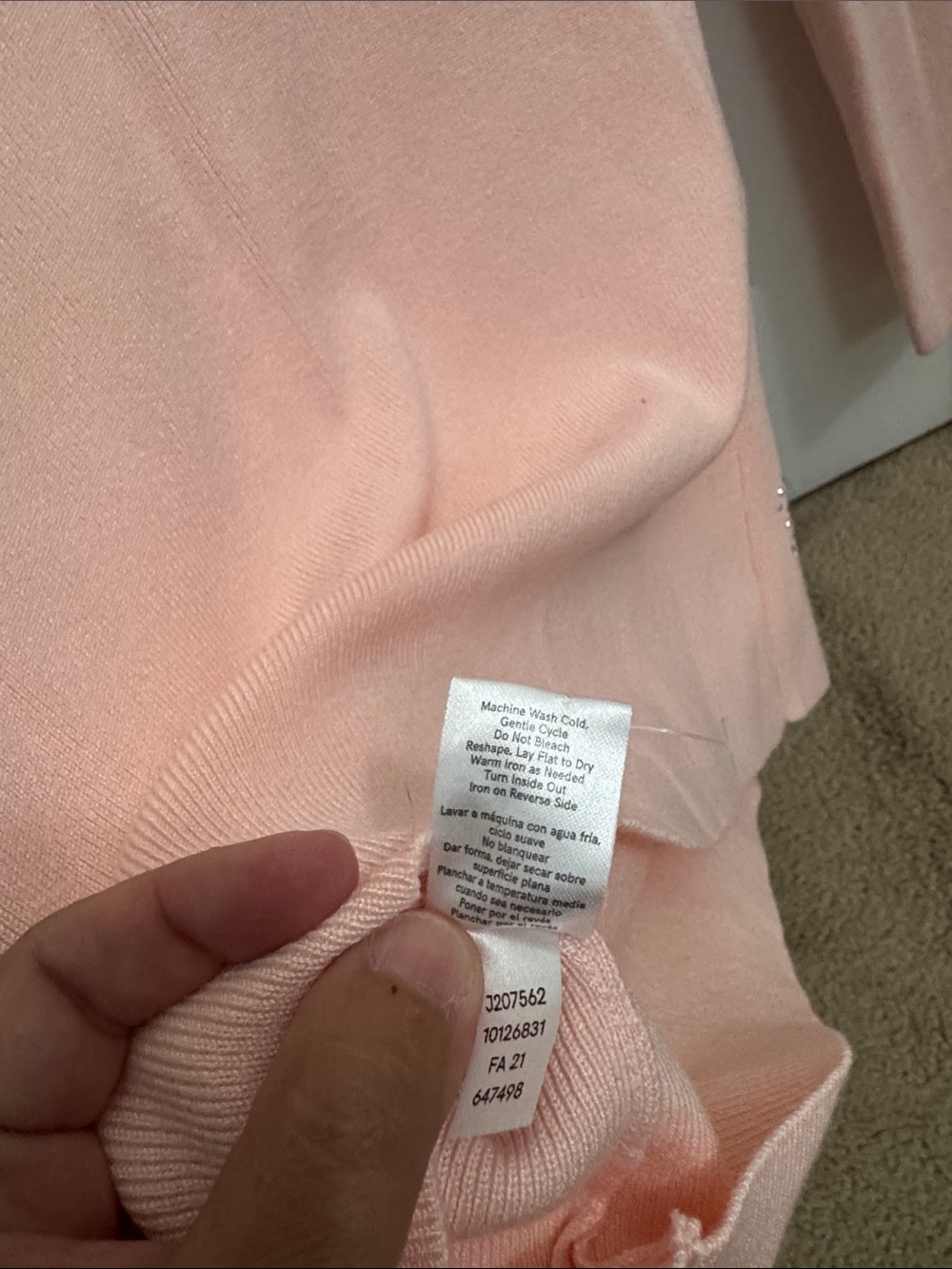 VENUS Light Pink Rhinestone Argyle Knit Boatneck Sweater Women size small - Picture 11 of 11